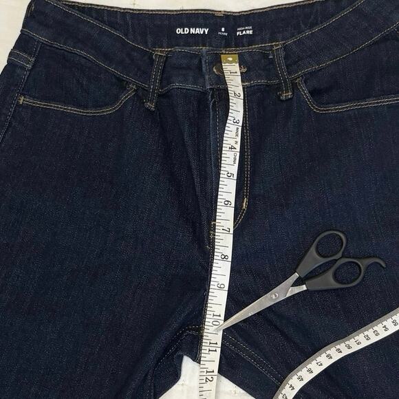 Old Navy High-Rise Flare Jeans Women's 8P | Dark Blue | Petite | EUC - Picture 10 of 11